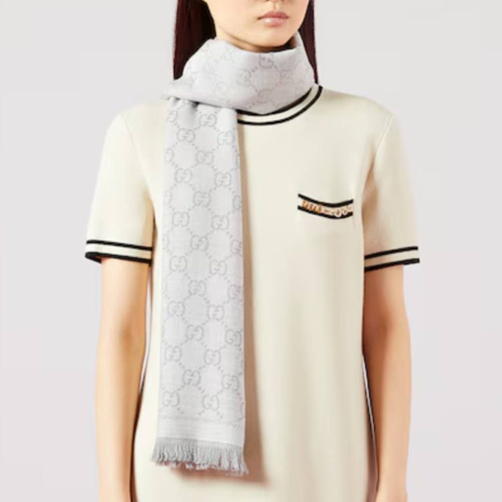 Gucci GG Jacquard Knitted Scarf